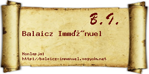 Balaicz Immánuel névjegykártya